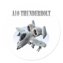 A10 Thunderbolt Silver Plane Round Sticker