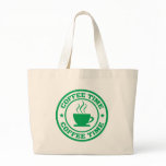 A251 coffee time circle green tote bags