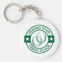 A258 happy place horseshoes dark green keychains