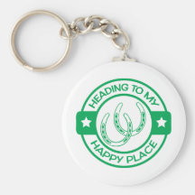 A258 happy place horseshoes green key chain