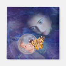 A baby and mother's joy fridge magnet