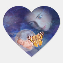 A baby and mother's joy heart sticker