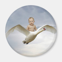 A baby and the swan sky refrigerator magnet