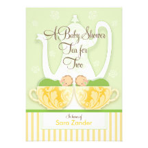 A Baby Shower Tea Party  |  Gender Neutral Twins Personalized Invites