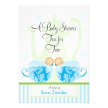 A Baby Shower Tea Party  | Twin  Boys Invite