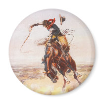A Bad Hoss by Charles Marion Russell in 1904 Fridge Magnets