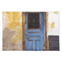 A beautiful rustic old blue door in CRETE, Greece Placemats