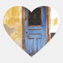A beautiful rustic old blue door in CRETE, Greece Sticker