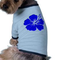 A blue hibiscus flower doggie tee shirt