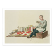 A Bookseller, plate 6 from 'The Costume of China', Post Card