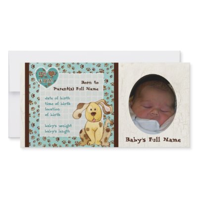 A Boy's Best Friend Photo Birth Announcement by AudreyJeanne