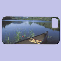 A canoe rests on the shore of Little Long Pond casemate cases