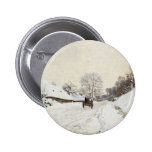 A Cart on the Snowy Road at Honfleur, Claude Monet Pinback Buttons