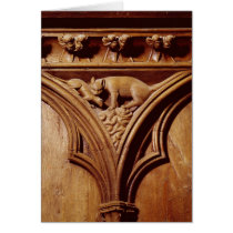 A cat and mouse, from a choir stall cards