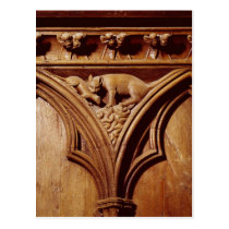 A cat and mouse, from a choir stall postcards