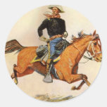 A Cavalry Officer by Remington, Vintage Military Round Stickers