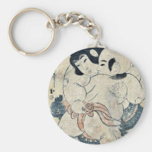 A charming sumo match by Utamaro II, d. Ukiyoe Keychain