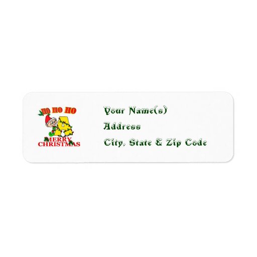 A - CHRISTMAS ELF MONOGRAM RETURN ADDRESS LABELS