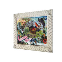 A Christmas Greeting, Victorian postcard Canvas Prints