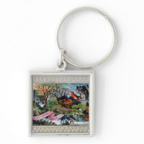 A Christmas Greeting, Victorian postcard Key Chain