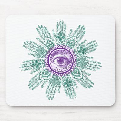 A circle of hands and an Eye Mouse Pads by alandstevedesigns