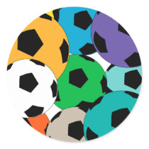 A cluster of soccer balls
