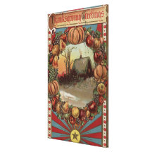 A Country Scene with Produce Border Stretched Canvas Prints