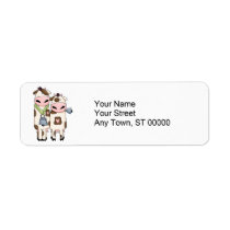 a couple of cute moo cows return address label