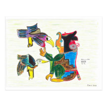 A Creator with Birds Post Card
