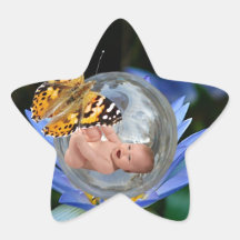 A cute baby lily butterfly bubble sticker