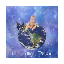 A cute baby's world dream stretched canvas print