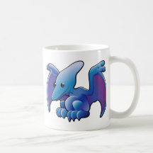 A cute friendly dinosaur pterodactyl or pteranodon coffee mugs