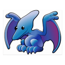 A cute friendly dinosaur pterodactyl or pteranodon postcard