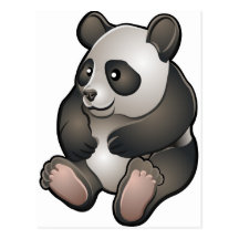 A cute friendly giant panda bear postcard