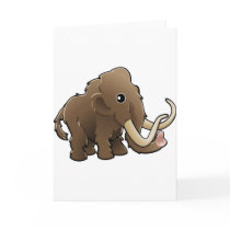 A cute friendly woolly mammoth greeting cards