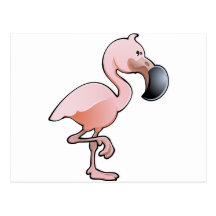 A cute pink flamingo bird post cards