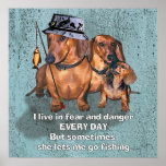 A dachsund Fisherman posters