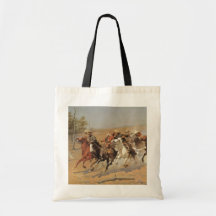 A Dash For Timber by Remington, Vintage Cowboys Canvas Bag