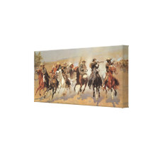 A Dash For Timber by Remington, Vintage Cowboys Stretched Canvas Print
