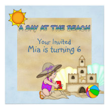 A Day At The Beach Birthday Invitation