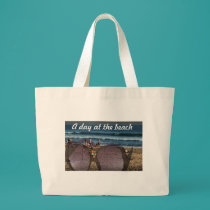 A day at the beach tote bags