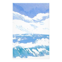 A Day at the Sea Ocean Waves Sunny Day Art Personalized Stationery