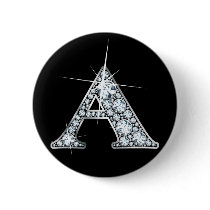 "A" Diamond Bling Print Button