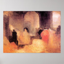 A dinner with people in costumes by Joseph Turner Poster