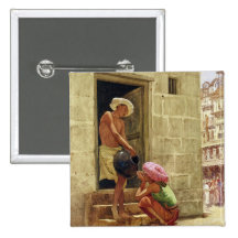 A Drink on the Way, 1876 (w/c on paper) Pinback Button