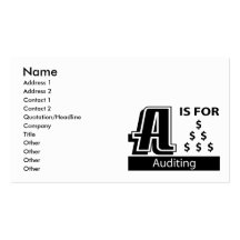 A est pour auditer cartes de visite professionnelles