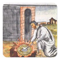 A European engaged in making a reliquary Square Stickers