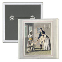 A European Lady and her Family, attended by an Aya Pinback Button