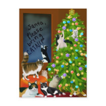 A Feline Family Christmas Postcard