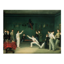 A Fencing Scene, 1827 Postcard